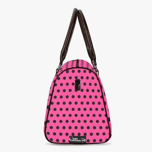 HOT NEW Exclusive Designs! Pink & Black Polka Dot Duffle Bag