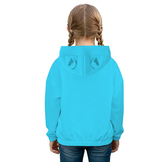 Labubu Gradient Teal Blue Kid’s Borg Sweatshirt With Ear