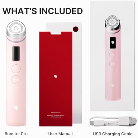 medicube Booster Pro | 6-in-1 Real Glass Glow Beauty Massager | for Clear, Radiant, Firmer-Looking Skin | Korean Skin Care | Pink
