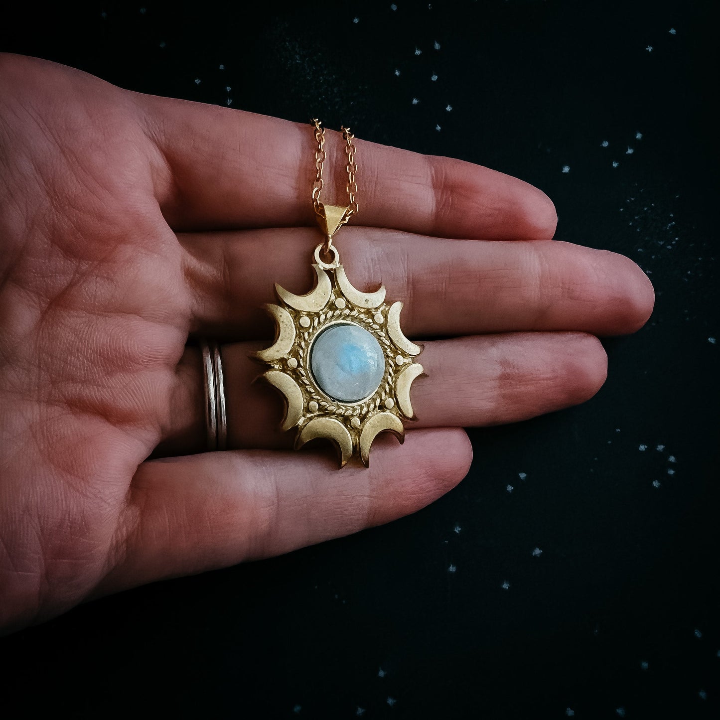 EXCLUSIVE- Lunar Witch Necklace - Rainbow Moonstone Pendant - GIFT ALERT! GIFT ALERT!