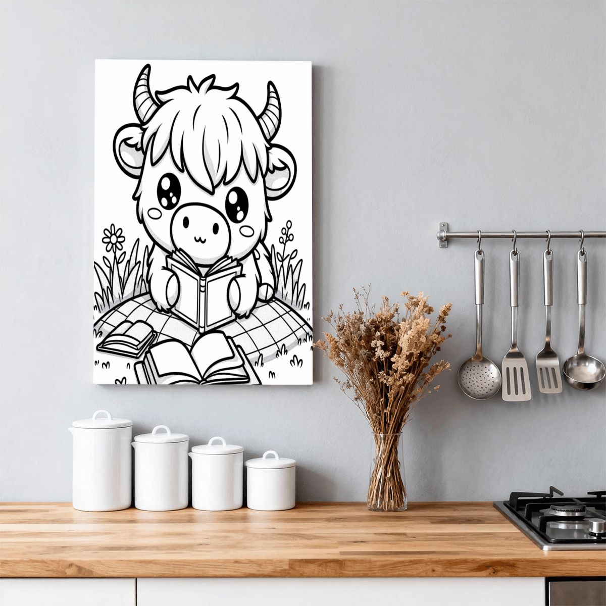 READY TO PAINT Graphic Framed Canvas Painting, Framed Canvas Painting (2:3) (Vertical)