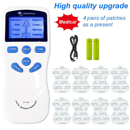 TENS + EMS Dual Channel Muscle Relief Pulse Massager Featuring 8 Electrodes for Alleviating Pain in The Shoulders, Back, And Knees, Aiding in Muscle Recovery from Injuries, Designed for Portability, And an Ideal Gift for Loved Ones!