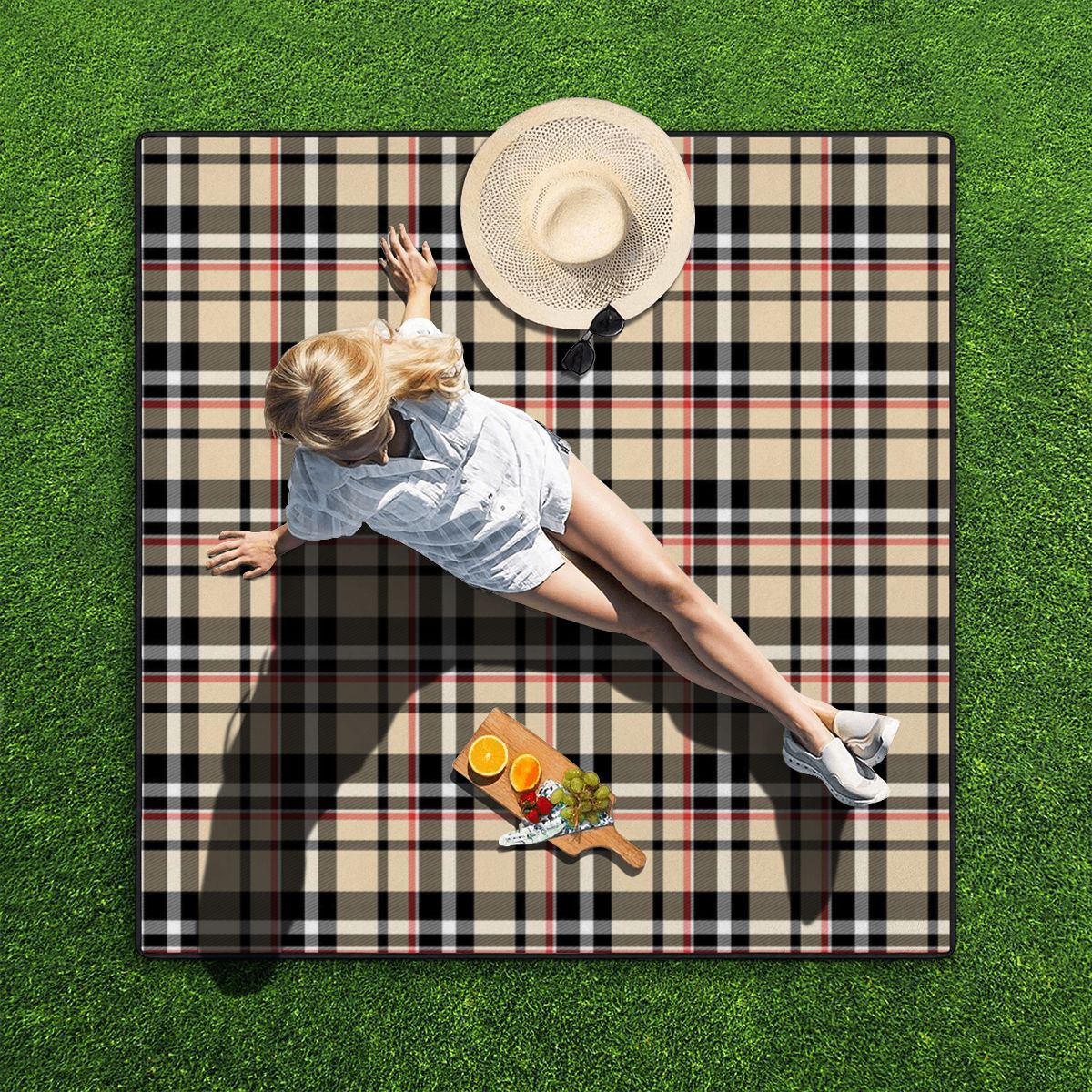 Outdoor Beach/Picnic Blanket - Plaid Design