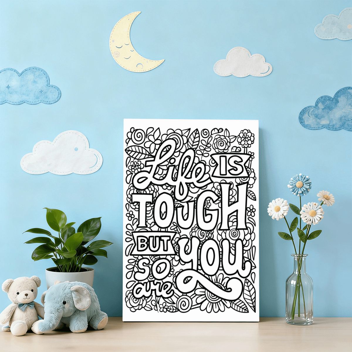 READY TO PAINT Graphic Framed Canvas Painting Framed Canvas Painting (2:3) (Vertical)