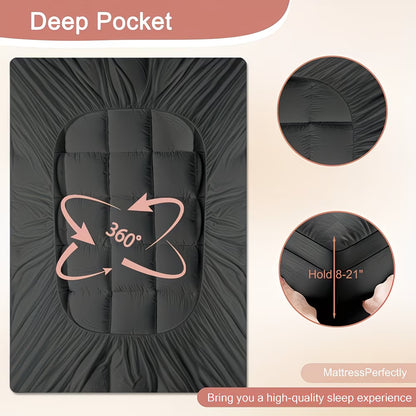 Cool Mattress Protector, Mattress Cover, Quilting Elasticity Stretchable from 8 to 21 Inches Deep Pockets Mattress Pad for Bed, Cool Bedding, The Comfort of The Bedroom, Quilted Design, Closely Fit, Machine-Washable Mattress Protector