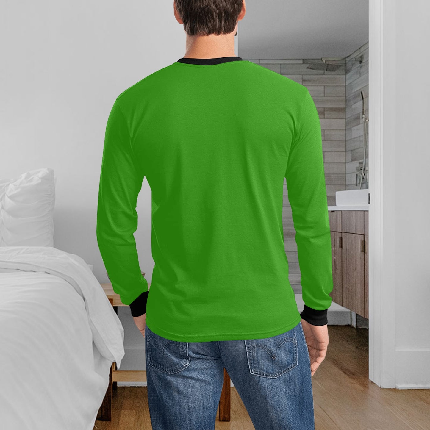 🎄“Resting Grinch Face” Long Sleeve Tee – Men’s Christmas Mischief Shirt - MENS CHRISTMAS SHIRTS  - Men's Long Sleeve T-shirt (GRINCH CHRISTMAS SHIRTS)