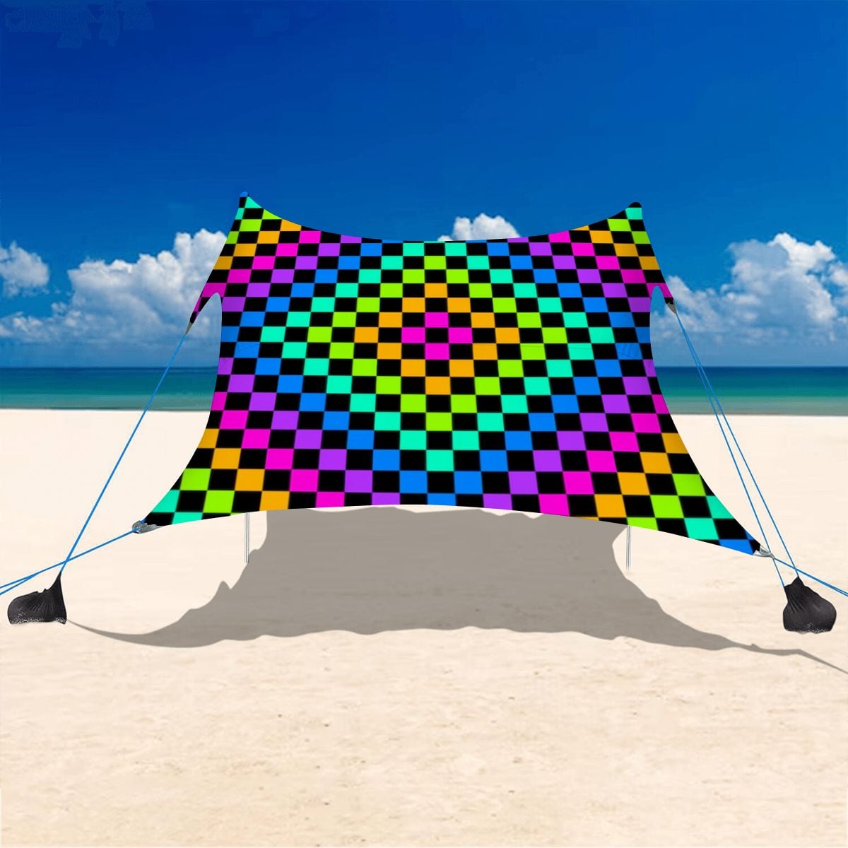 Neon Checker Beach Canopy