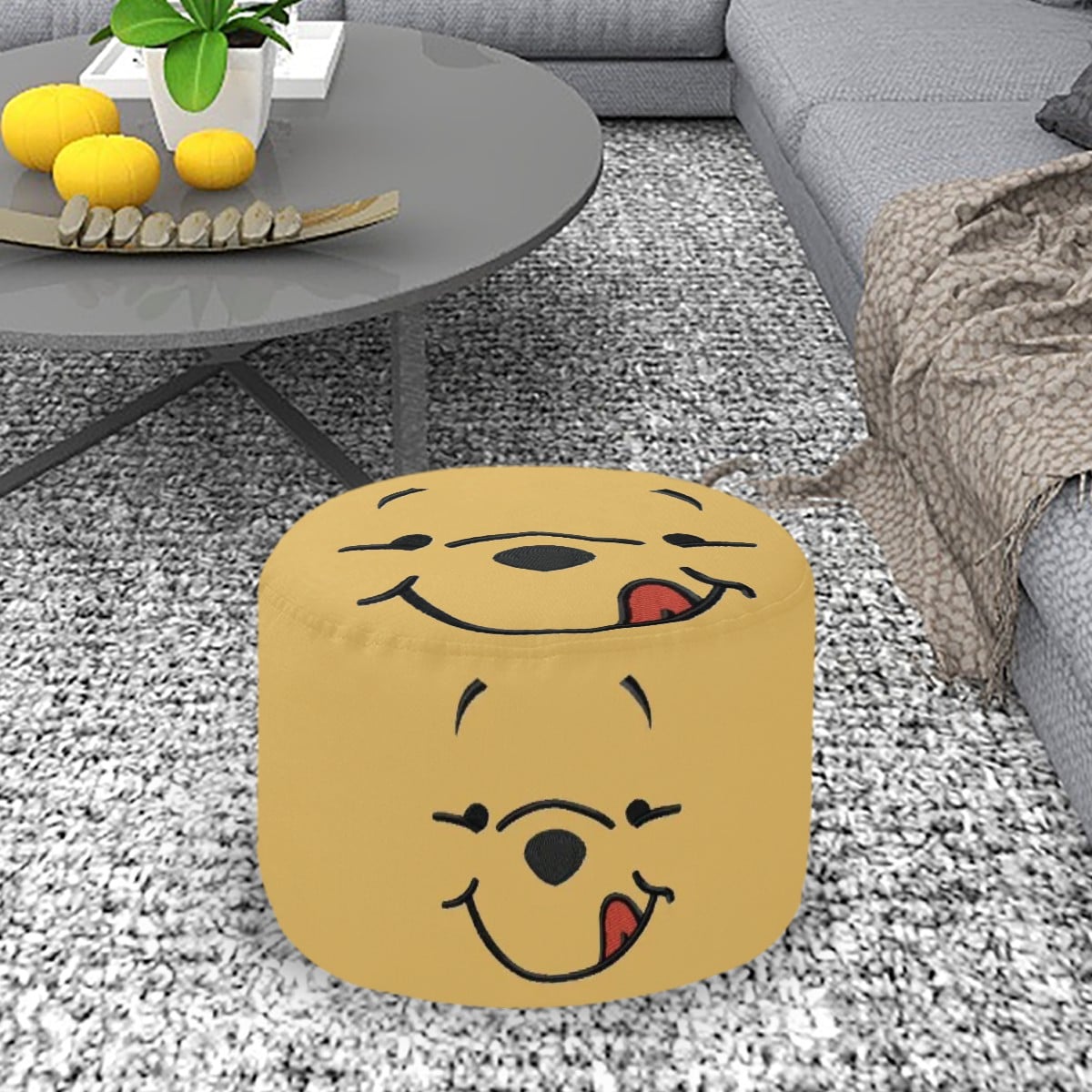 Pooh Bear Ottoman - Round Pouf Ottoman