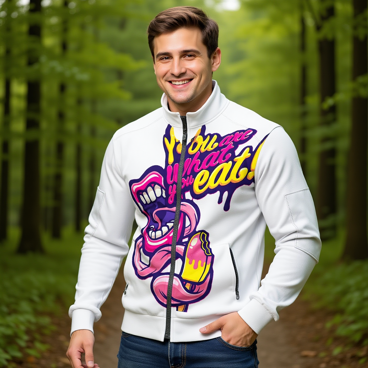 "You are what you eat" Men's Thick Knit Fleece Jacket