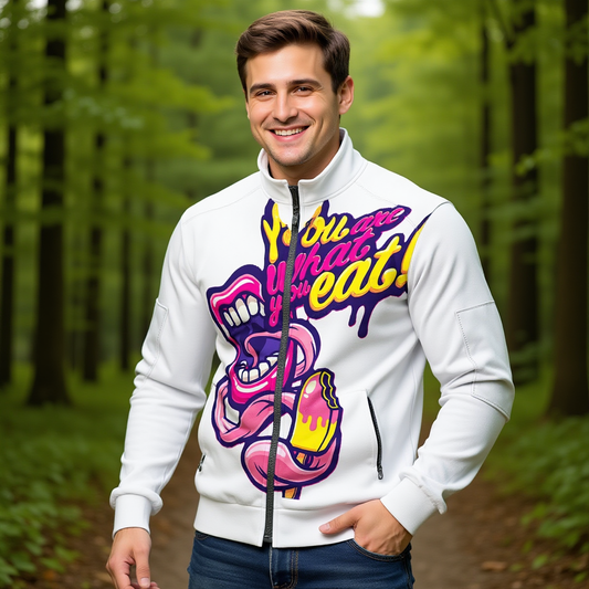 "You are what you eat" Men's Thick Knit Fleece Jacket