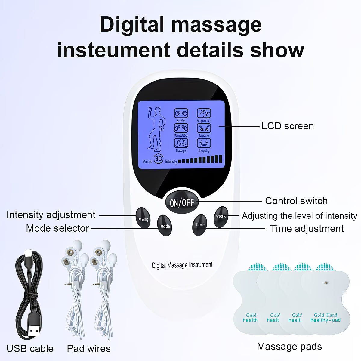 TENS + EMS Dual Channel Muscle Relief Pulse Massager Featuring 8 Electrodes for Alleviating Pain in The Shoulders, Back, And Knees, Aiding in Muscle Recovery from Injuries, Designed for Portability, And an Ideal Gift for Loved Ones!