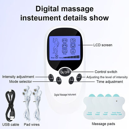 TENS + EMS Dual Channel Muscle Relief Pulse Massager Featuring 8 Electrodes for Alleviating Pain in The Shoulders, Back, And Knees, Aiding in Muscle Recovery from Injuries, Designed for Portability, And an Ideal Gift for Loved Ones!