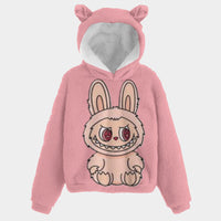 🧸 Labubu SnugglePop Hoodie – Cute, Cozy & Ear-Resistible Labubu Hoodie Ears Pink Sitting