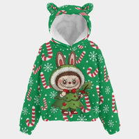 🐻✨Labubu Christmas Bear-Ears Hoodie – Ultra-Soft Borg Fleece