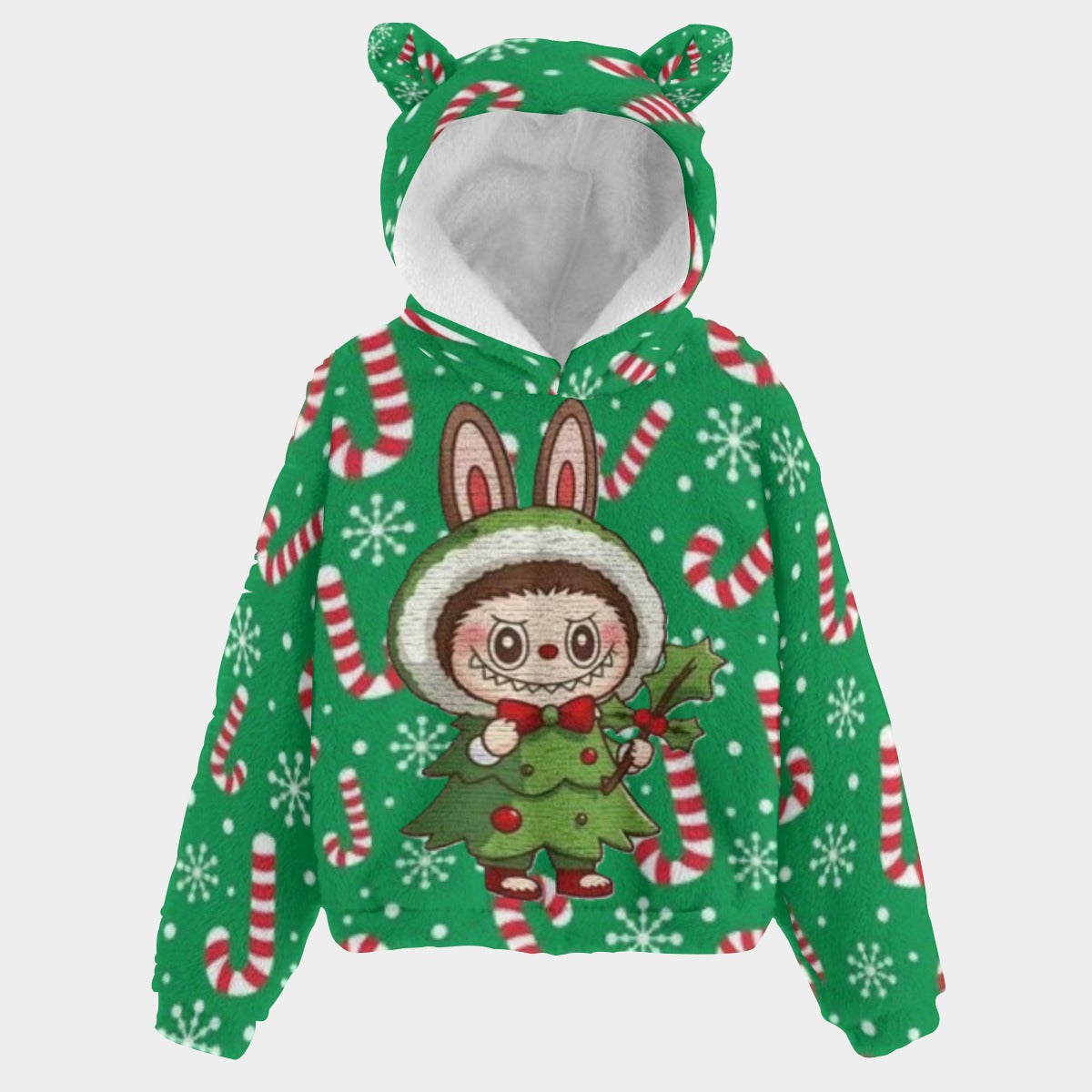BOGO SALE! 🐻✨ Labubu Christmas Bear-Ears Hoodie – Ultra-Soft Borg Fleece BOGO Special!