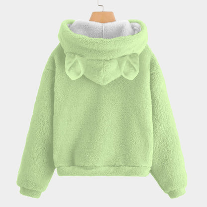 🐻✨Labubu Christmas Bear-Ears Hoodie – Ultra-Soft Borg Fleece