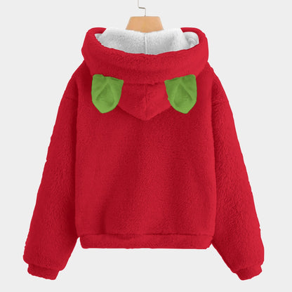 🐻✨Labubu Christmas Bear-Ears Hoodie – Ultra-Soft Borg Fleece