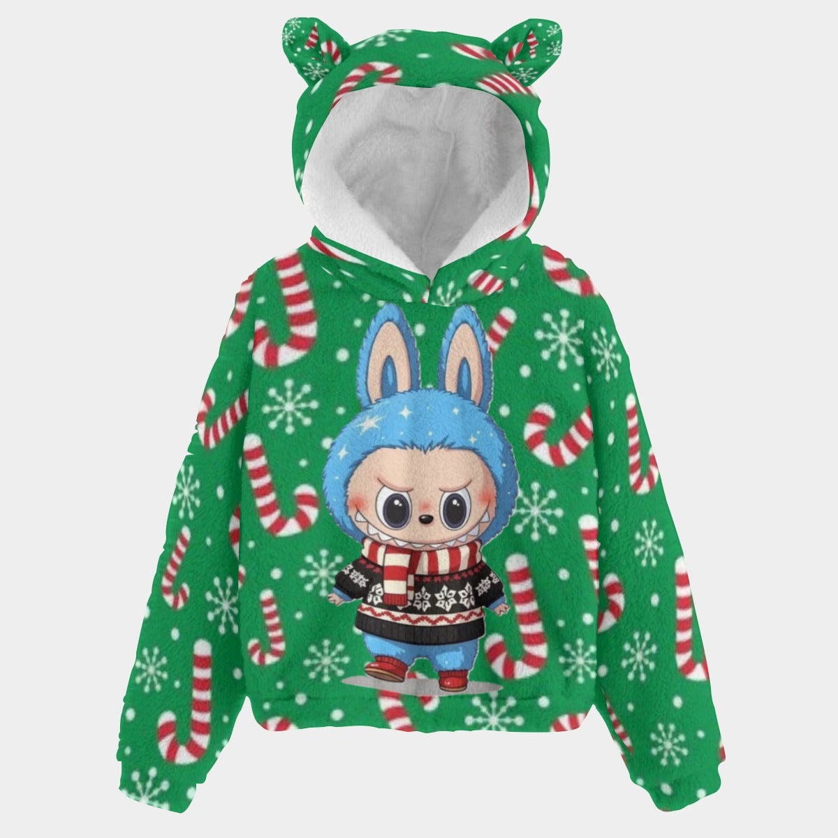 BOGO SALE! 🐻✨ Labubu Christmas Bear-Ears Hoodie – Ultra-Soft Borg Fleece BOGO Special!