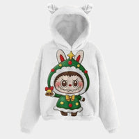 🐻✨ Labubu Christmas Bear-Ears Hoodie – Ultra-Soft Borg Fleece BOGO Special!