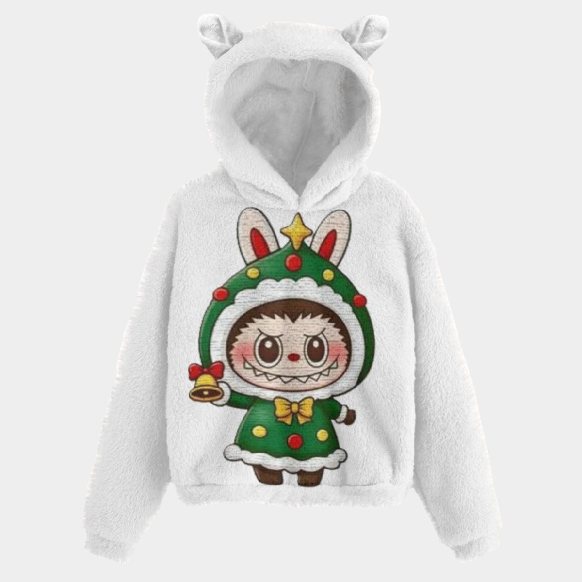 🐻✨ Labubu Christmas Bear-Ears Hoodie – Ultra-Soft Borg Fleece BOGO Special!