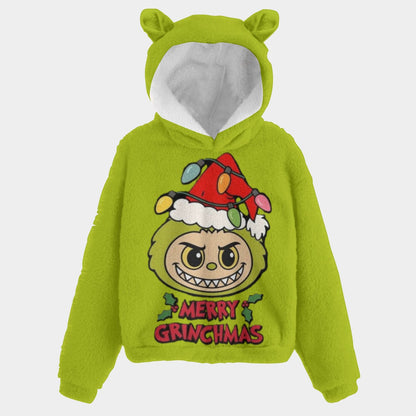 🐻✨🎁Grinchmas™ Hoodie with Ears – Holiday Mischief, Gift in Hand!