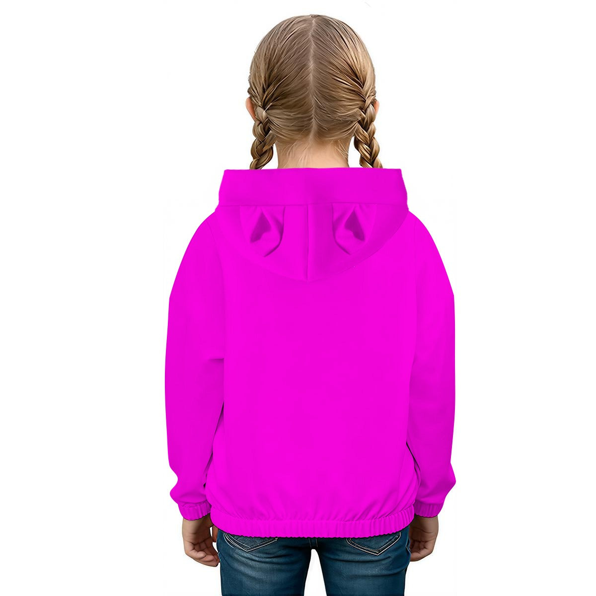 K-POP Hot Pink Kid’s Borg  Sweatshirt With Ear