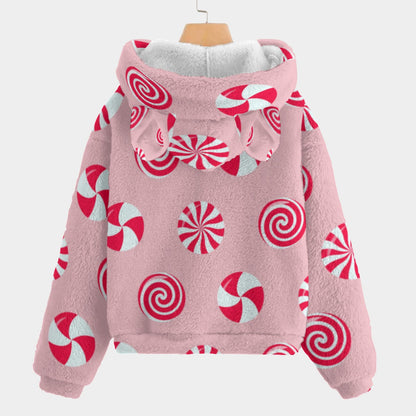 🐻✨Labubu Christmas Bear-Ears Hoodie – Ultra-Soft Borg Fleece