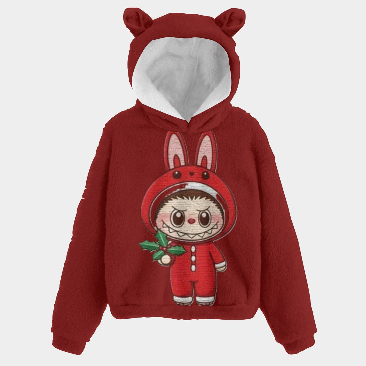 🐻✨Labubu Christmas Bear-Ears Hoodie – Ultra-Soft Borg Fleece BOGO Special!