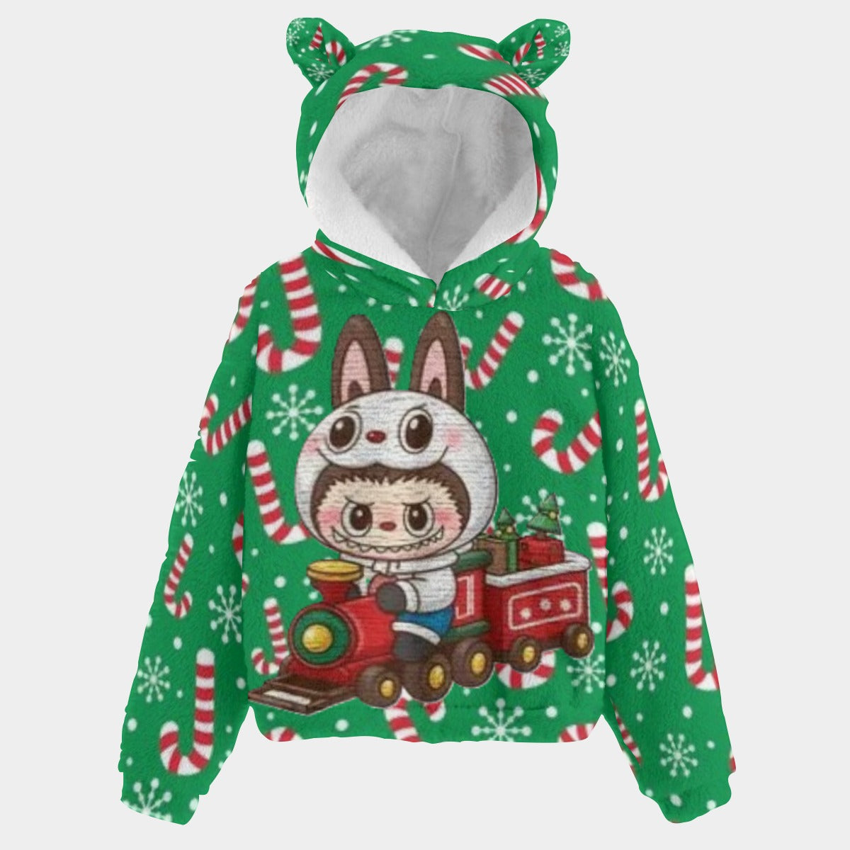 BOGO SALE! 🐻✨ Labubu Christmas Bear-Ears Hoodie – Ultra-Soft Borg Fleece BOGO Special!