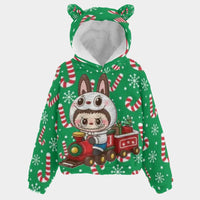 BOGO SALE! 🐻✨ Labubu Christmas Bear-Ears Hoodie – Ultra-Soft Borg Fleece BOGO Special!