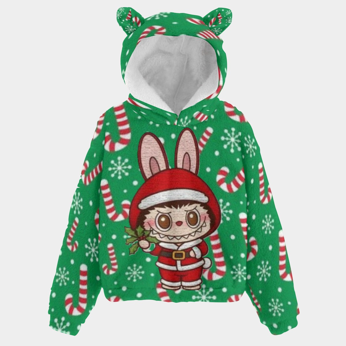 BOGO SALE! 🐻✨ Labubu Christmas Bear-Ears Hoodie – Ultra-Soft Borg Fleece BOGO Special!