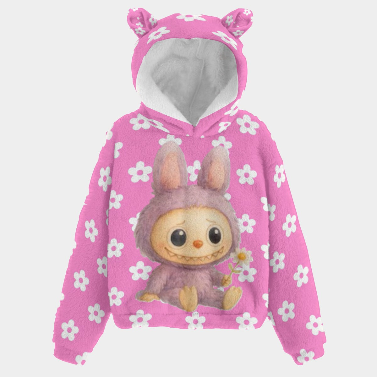 Labubu Floral (Pink) Hoodie w/Ears