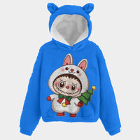 🐻✨Labubu Christmas Bear-Ears Hoodie – Ultra-Soft Borg Fleece