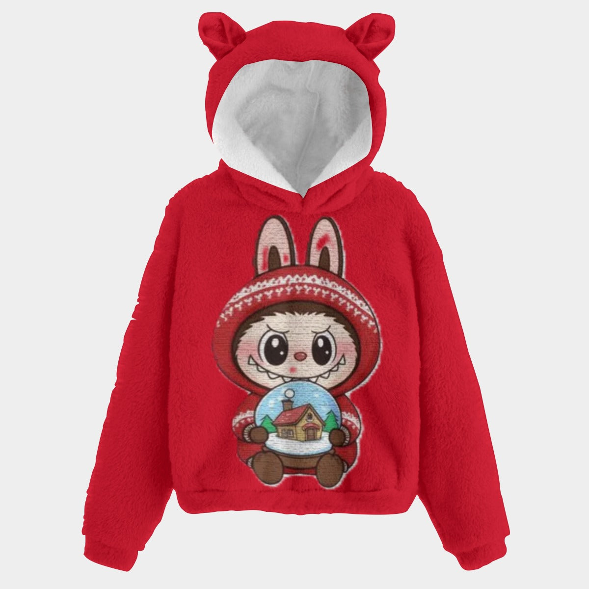 🐻✨ Labubu Christmas Bear-Ears Hoodie – Ultra-Soft Borg Fleece BOGO Special!