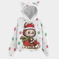 🐻✨Labubu Christmas Bear-Ears Hoodie – Ultra-Soft Borg Fleece