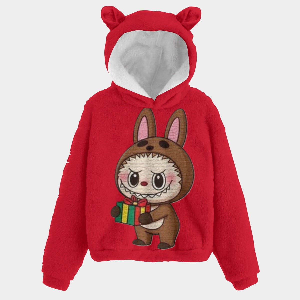 🐻✨ Labubu Christmas Bear-Ears Hoodie – Ultra-Soft Borg Fleece BOGO Special!