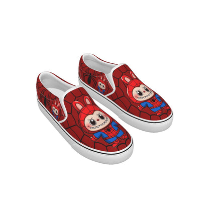 Spiderman Labubu Exclusive Designs Kid's Slip On Sneakers (Red) ONLY SOLD HERE!
