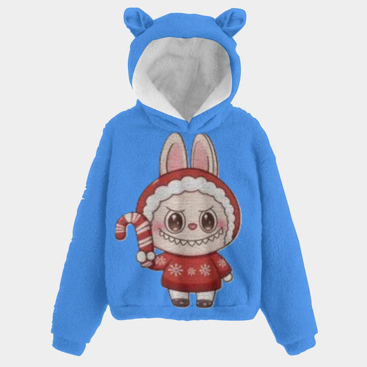 🐻✨Labubu Christmas Bear-Ears Hoodie – Ultra-Soft Borg Fleece