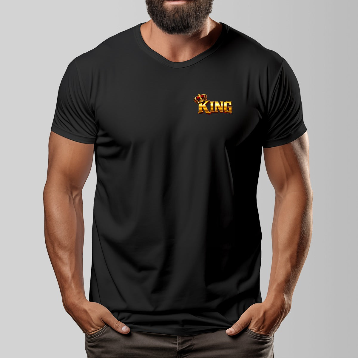 "KING" Unisex O-neck Short Sleeve T-shirt |Cotton