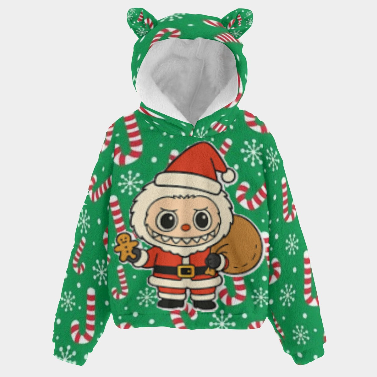 BOGO SALE! 🐻✨ Labubu Christmas Bear-Ears Hoodie – Ultra-Soft Borg Fleece BOGO Special!