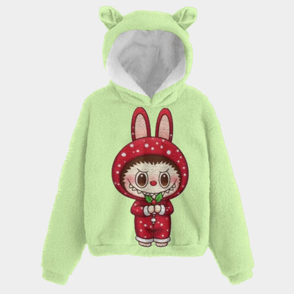 🐻✨Labubu Christmas Bear-Ears Hoodie – Ultra-Soft Borg Fleece