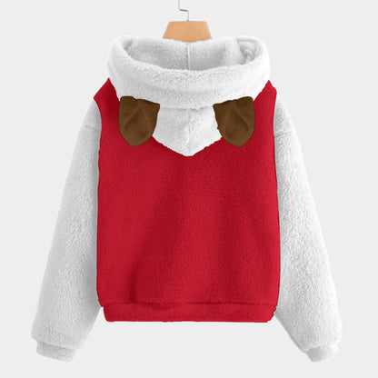🐻✨Labubu Christmas Bear-Ears Hoodie – Ultra-Soft Borg Fleece