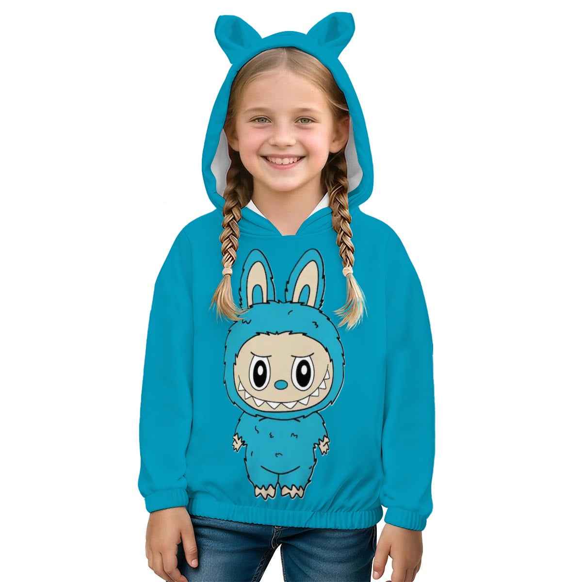 Labubu Teal Kid’s Borg  Sweatshirt With Ear