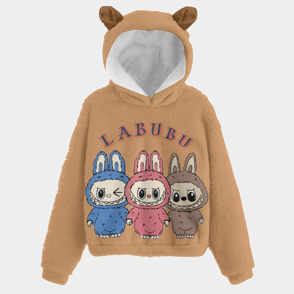 🧸Labubu TrioSnug™ – 3x the Ears, 3x the Cuteness  LABABU TRIO KIDS FLEECE HOODIES W/EARS
