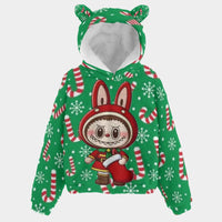 🐻✨Labubu Christmas Bear-Ears Hoodie – Ultra-Soft Borg Fleece