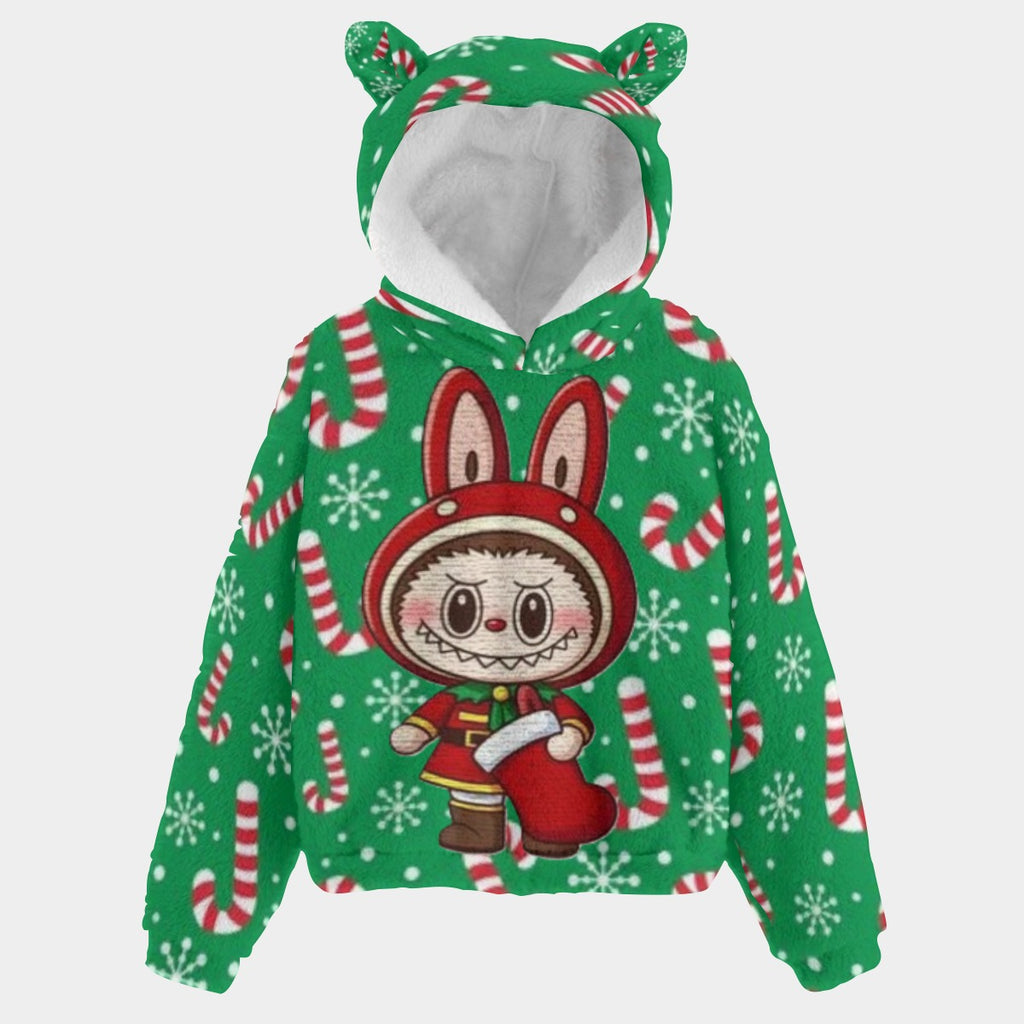BOGO SALE! 🐻✨ Labubu Christmas Bear-Ears Hoodie – Ultra-Soft Borg Fleece BOGO Special!