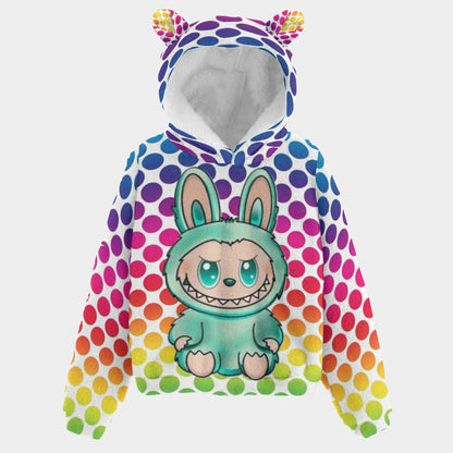 🐾 Labubu DotSnug™ Hoodie – Fleece, Ears &amp; Full-On Cuteness