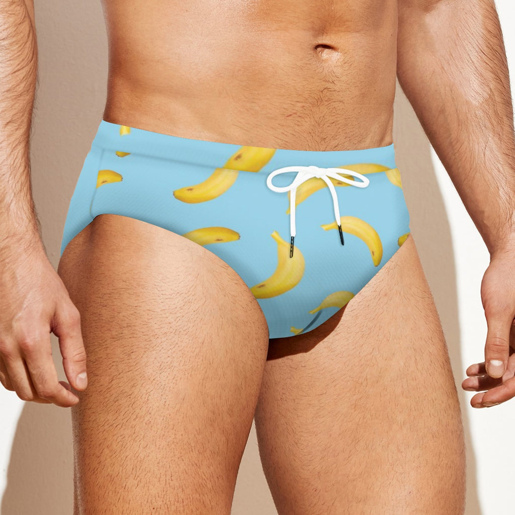 Bananas Blue Men'S Drawstring Swim Briefs