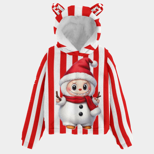 🐻✨Labubu Christmas Bear-Ears Hoodie – Ultra-Soft Borg Fleece