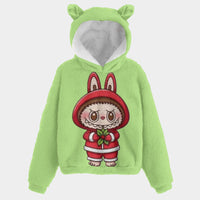 🐻✨Labubu Christmas Bear-Ears Hoodie – Ultra-Soft Borg Fleece